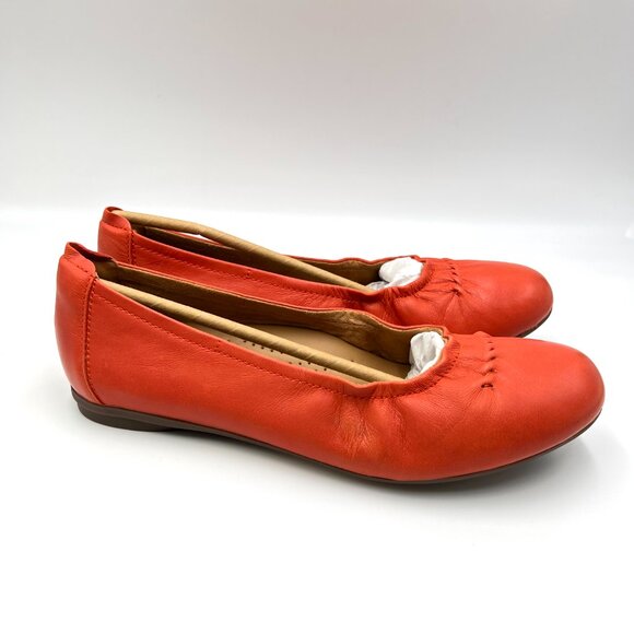 8W 8 WIDE WIDTH Clarks Rena Hop Grenadine Leather Ballet Flats Shoes - Picture 1 of 12